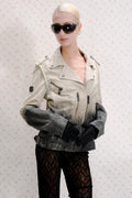 Two-Tone Leather Biker Jacket