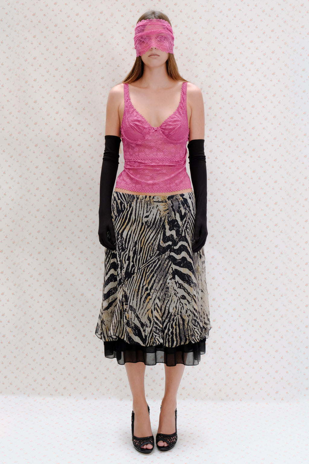 Zebra Print Midi Skirt