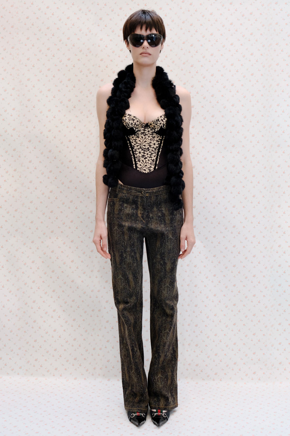 Vintage Dark Paisley Print Jeans