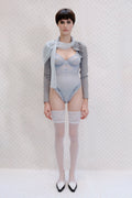 Blue Grey Lace Bodysuit