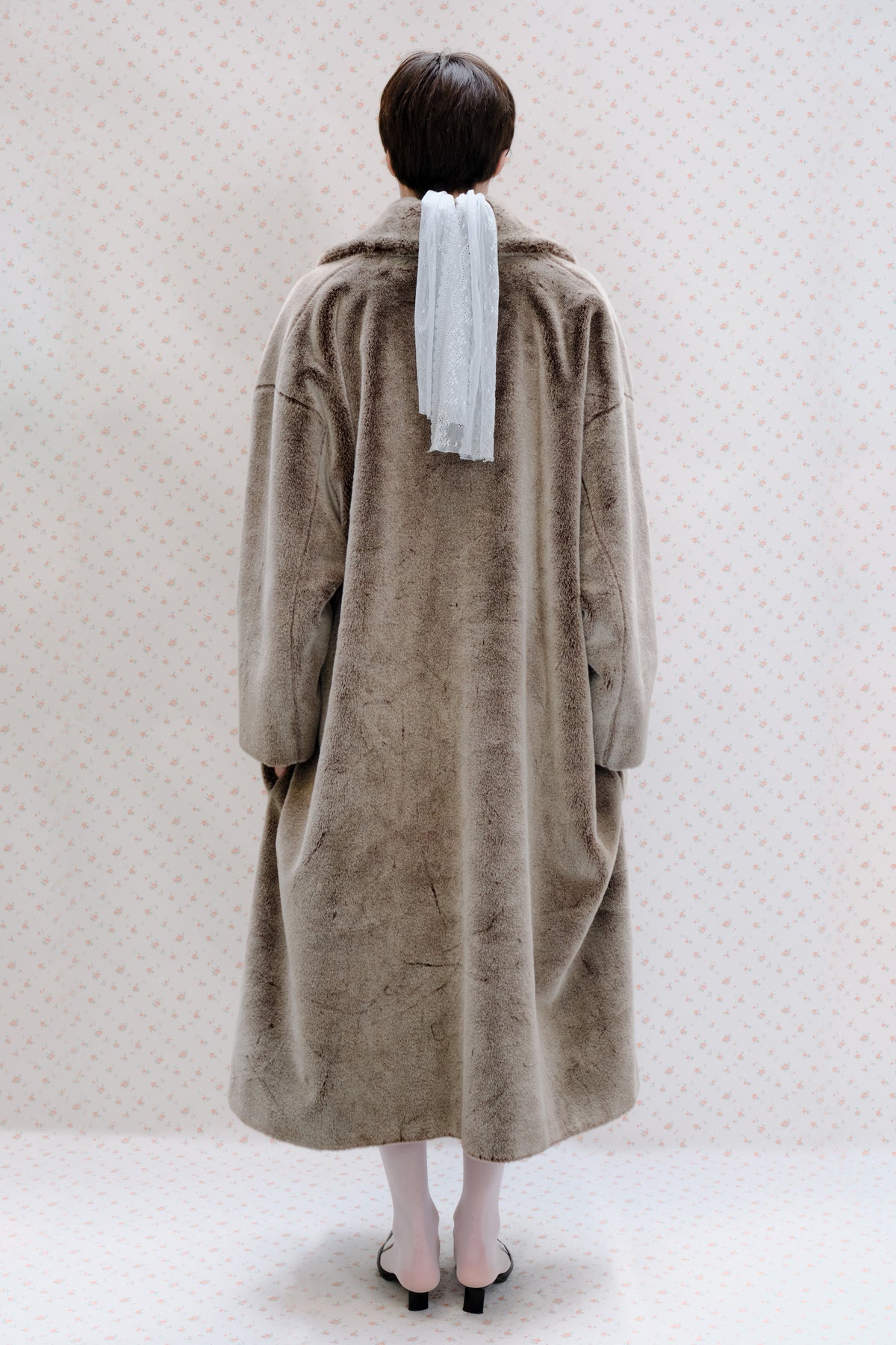 Taupe Grey Faux Fur Coat