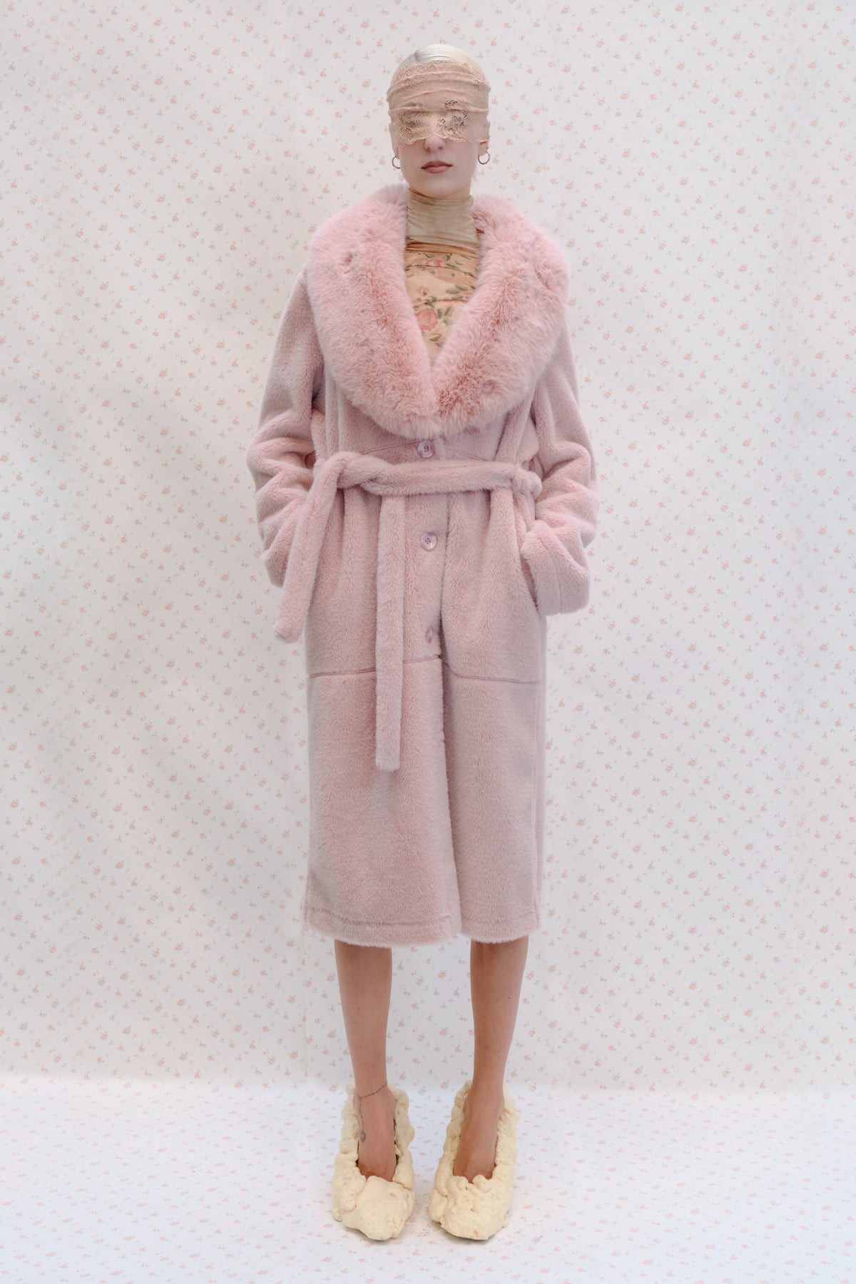 Faux Fur Pink Coat
