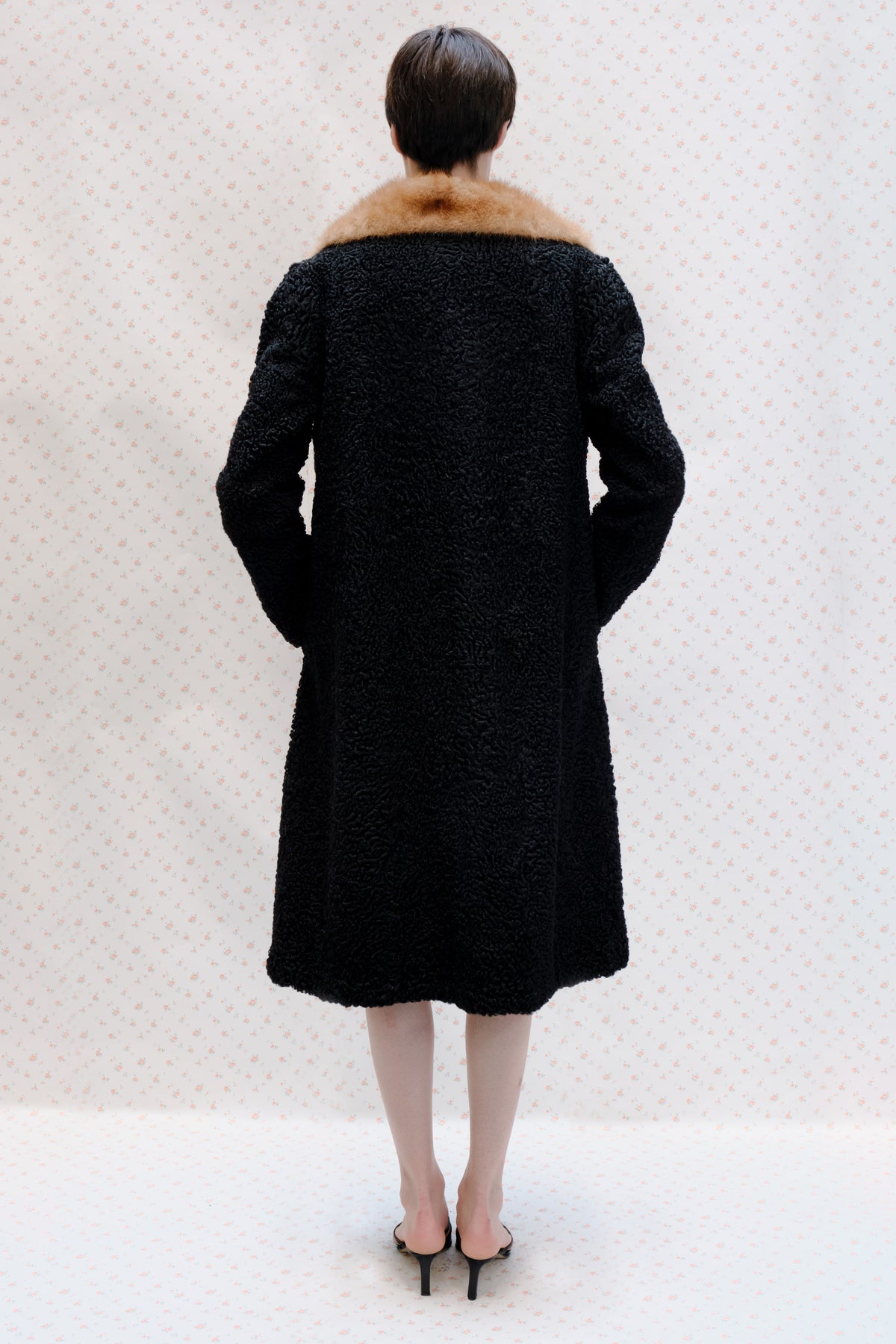 Black Coat with Fur Collar