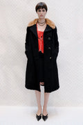 Black Coat with Fur Collar