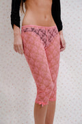 Pink Lace Capri Leggings