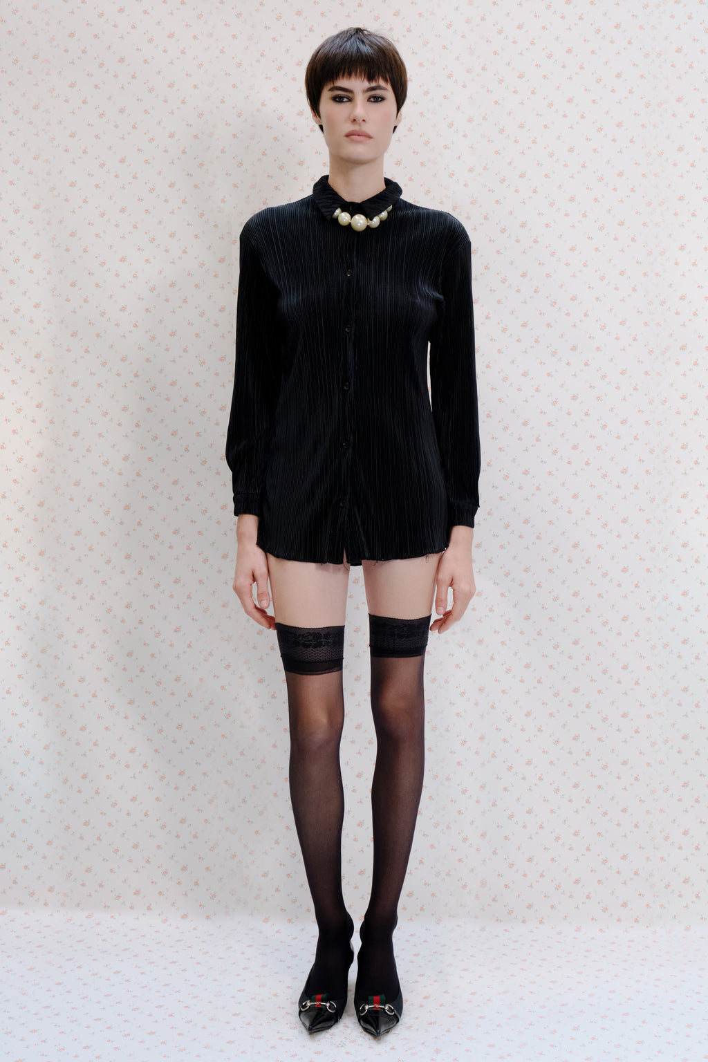 Black Ribbed Long-Sleeve Romper