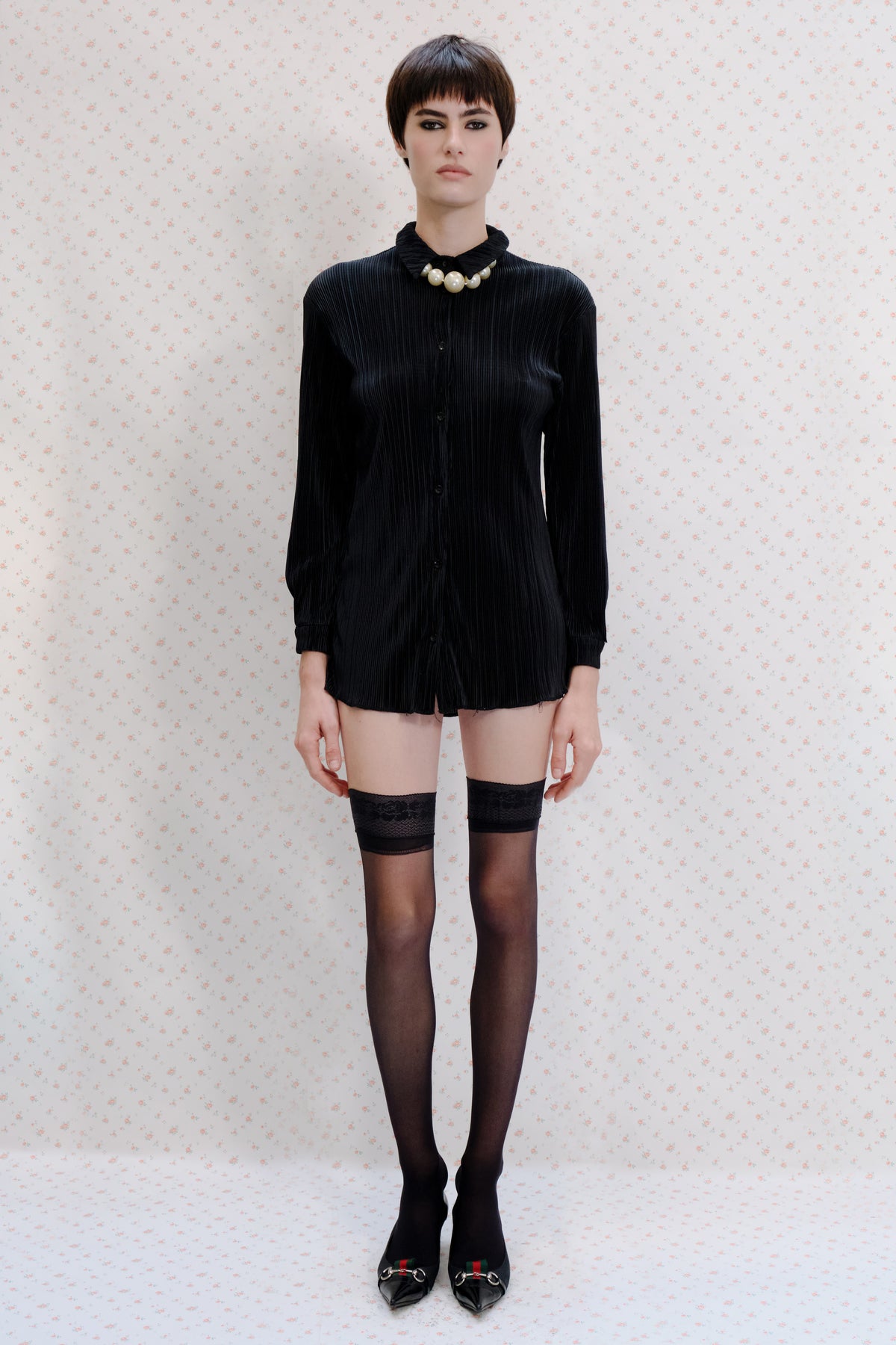 Black Ribbed Long-Sleeve Romper