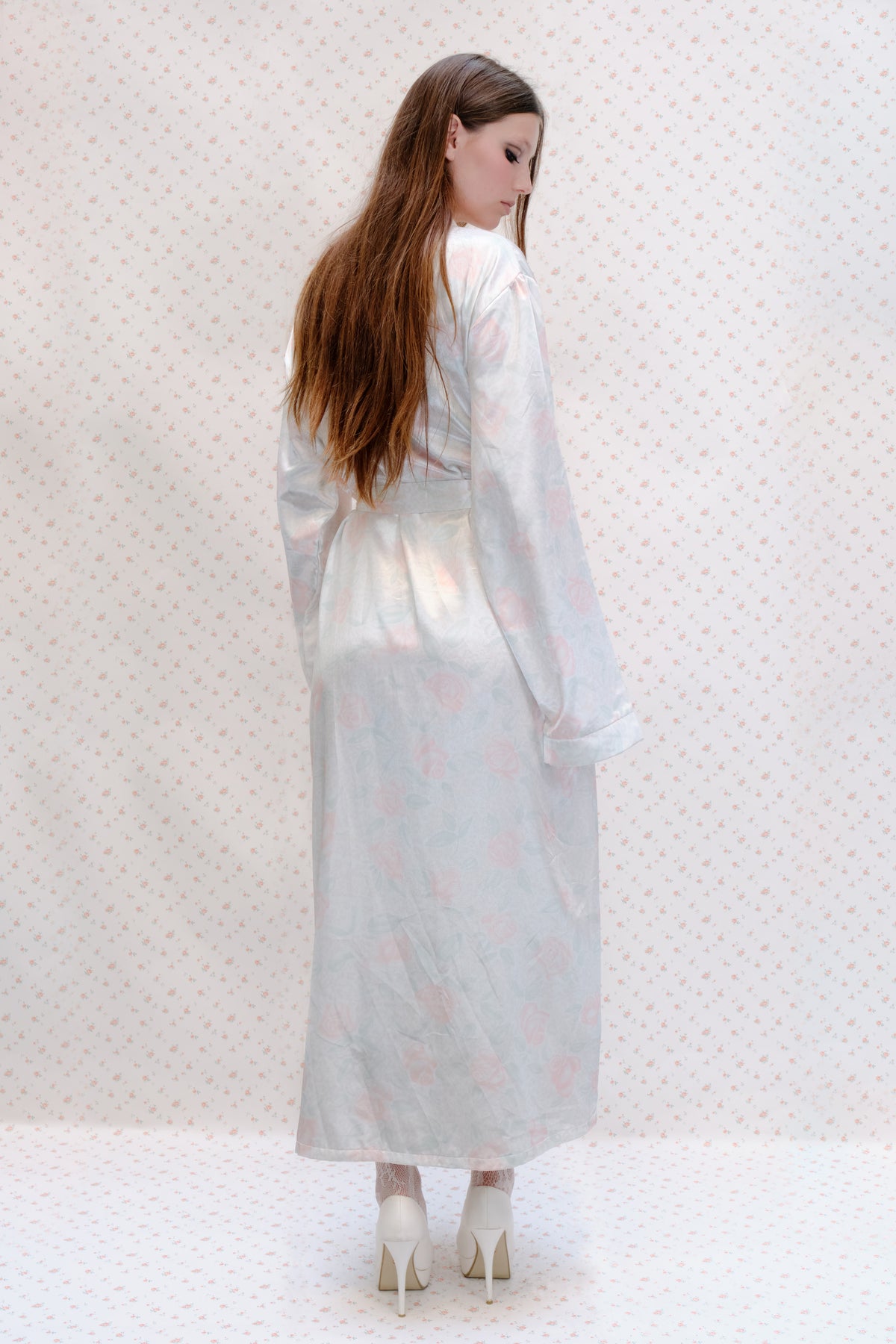 Pink Floral Satin Dress