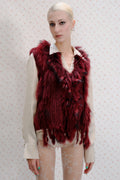 Burgundy Fur Cardigan