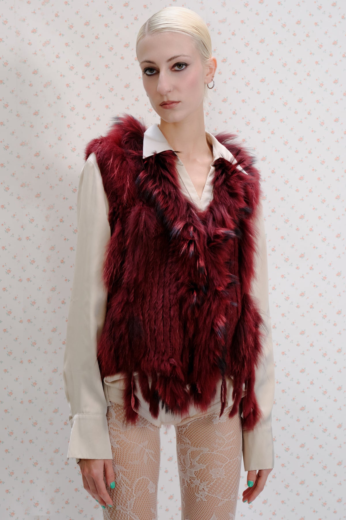 Burgundy Fur Cardigan
