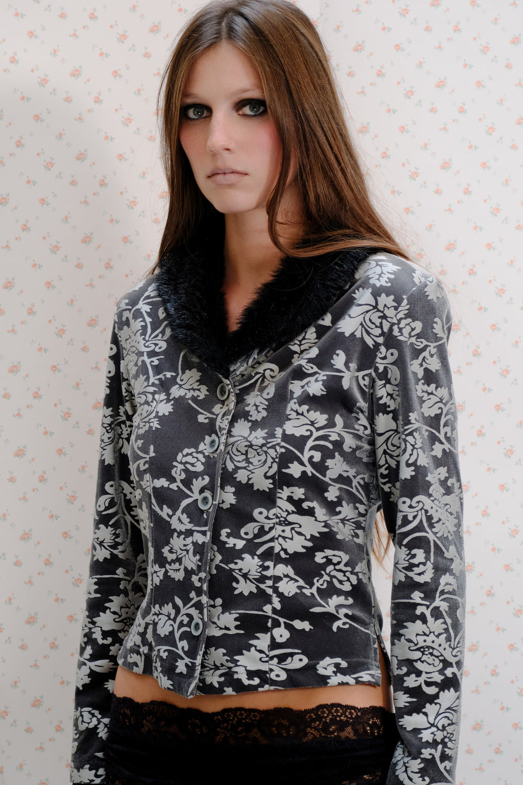 Grey Floral Cardigan