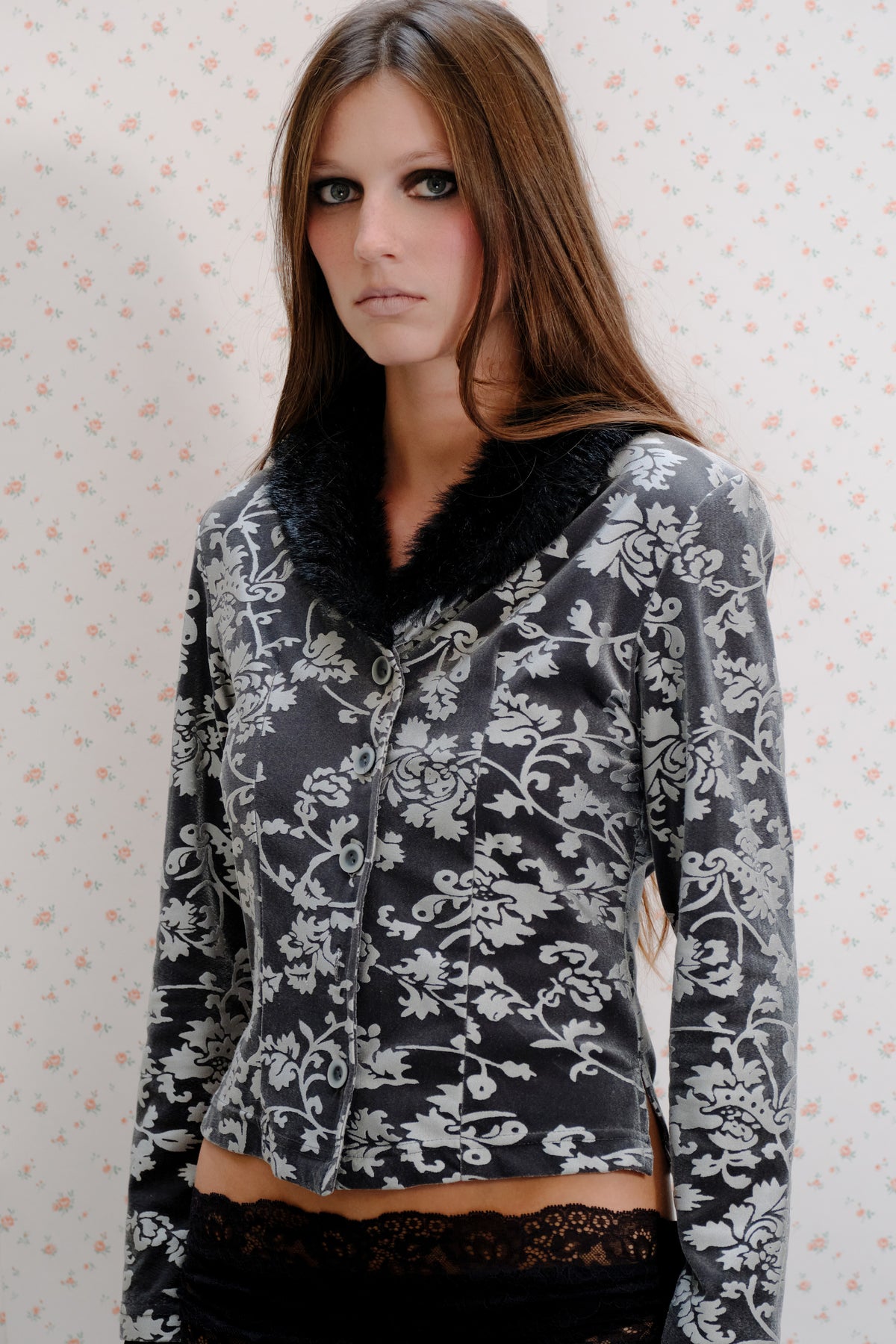 Grey Floral Cardigan