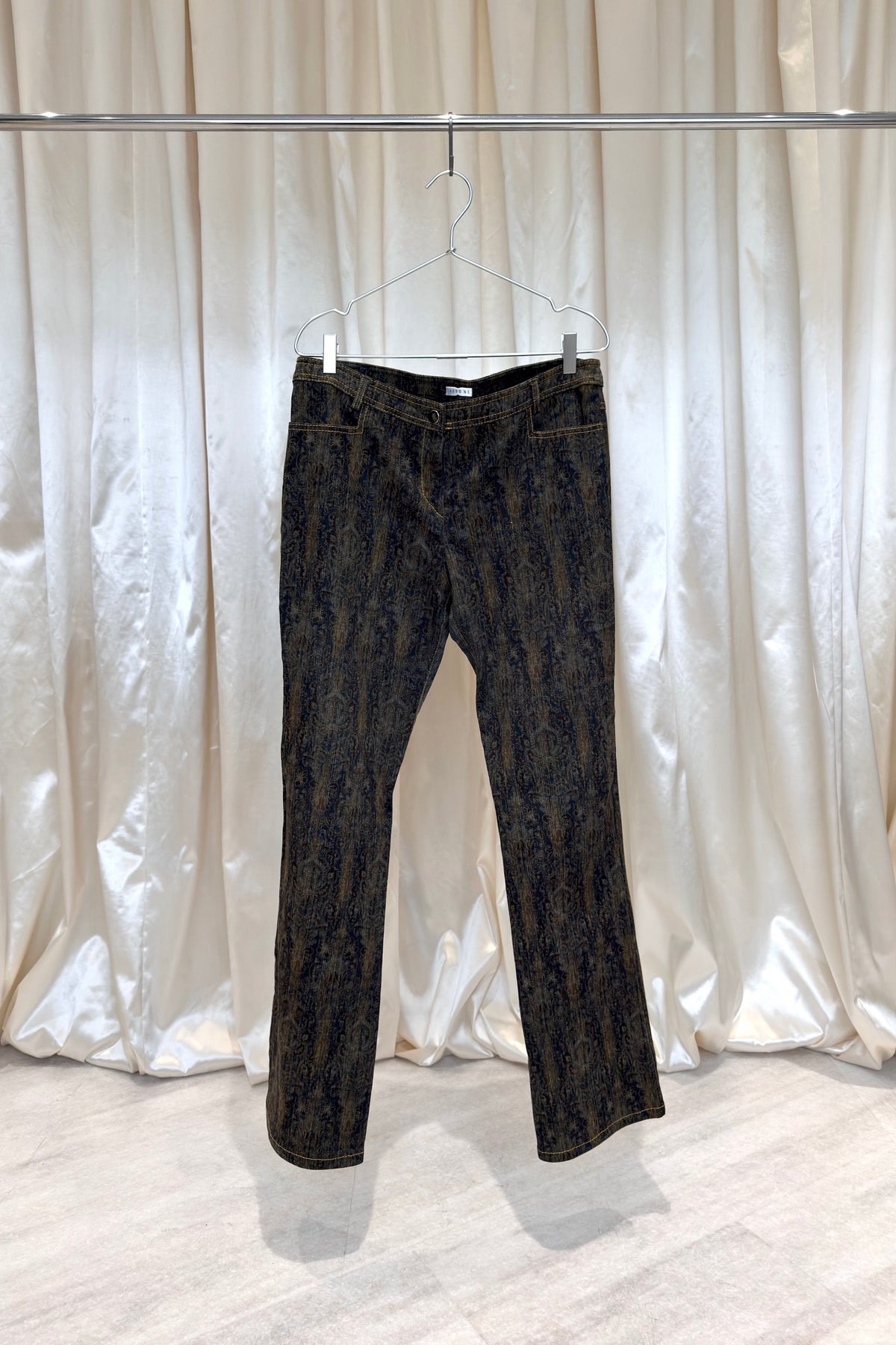 Vintage Dark Paisley Print Jeans
