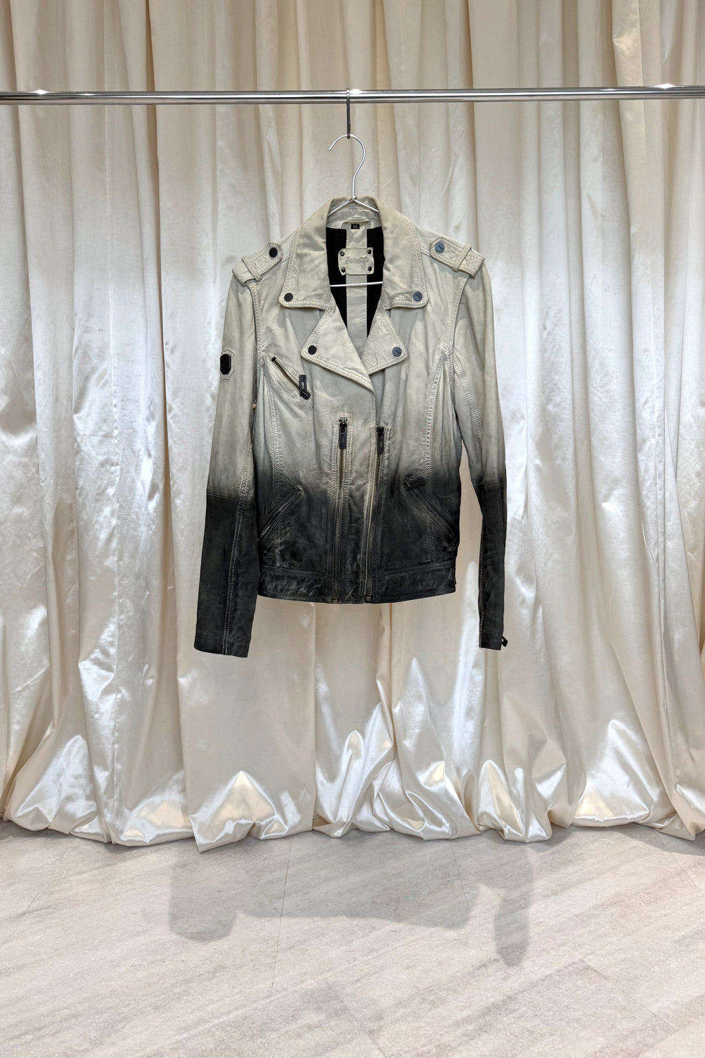 Two-Tone Leather Biker Jacket