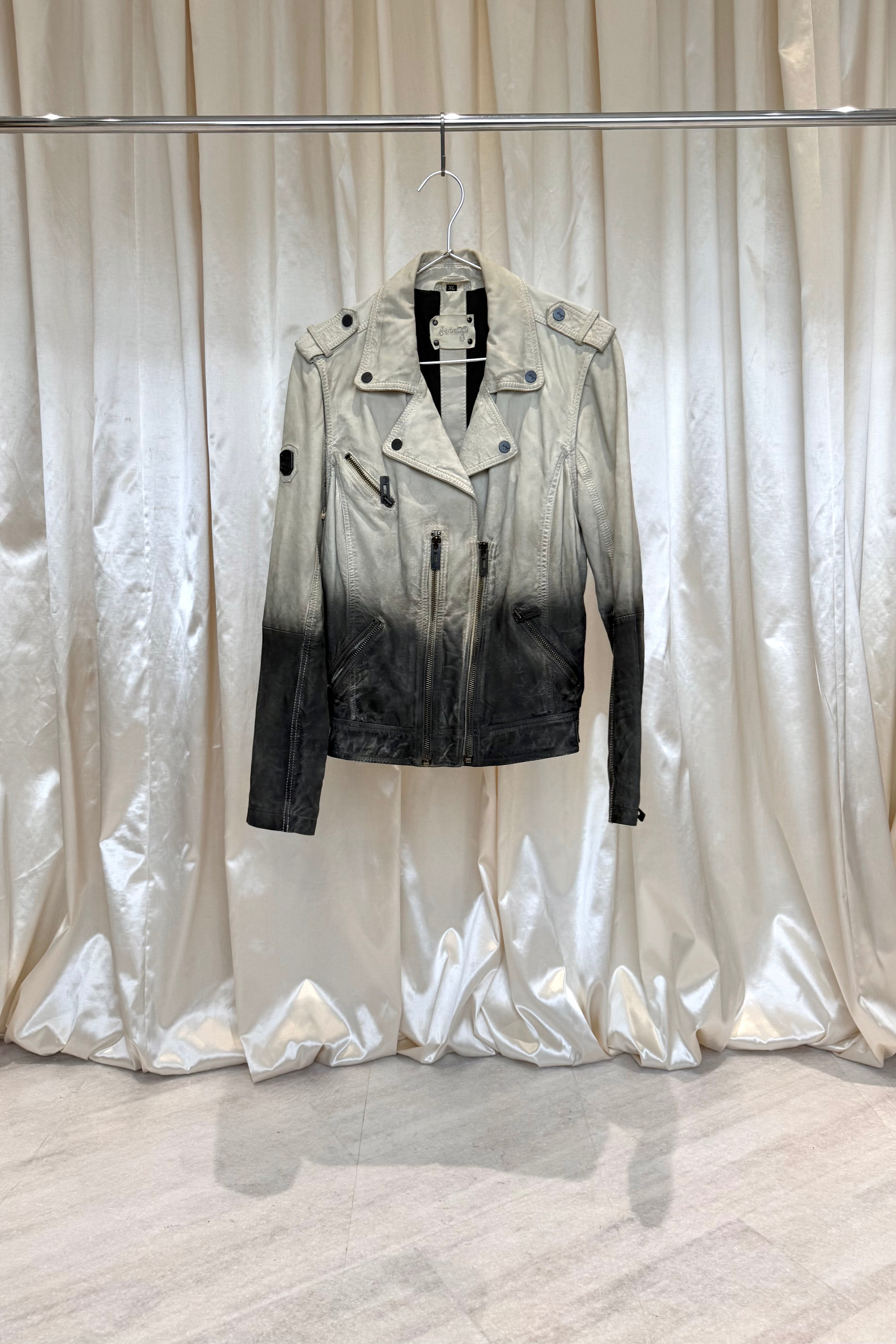 Two-Tone Leather Biker Jacket