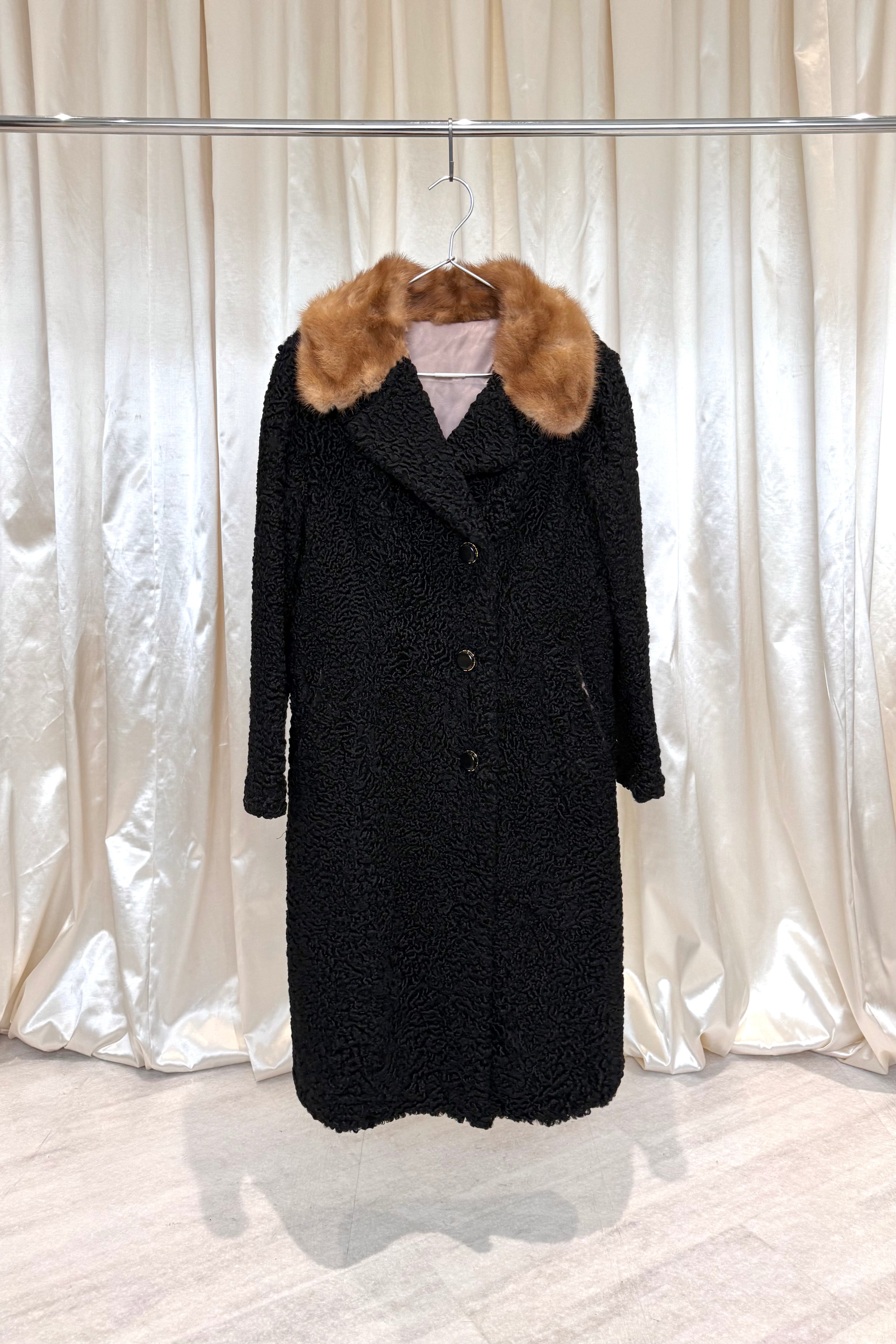 Black Coat with Fur Collar