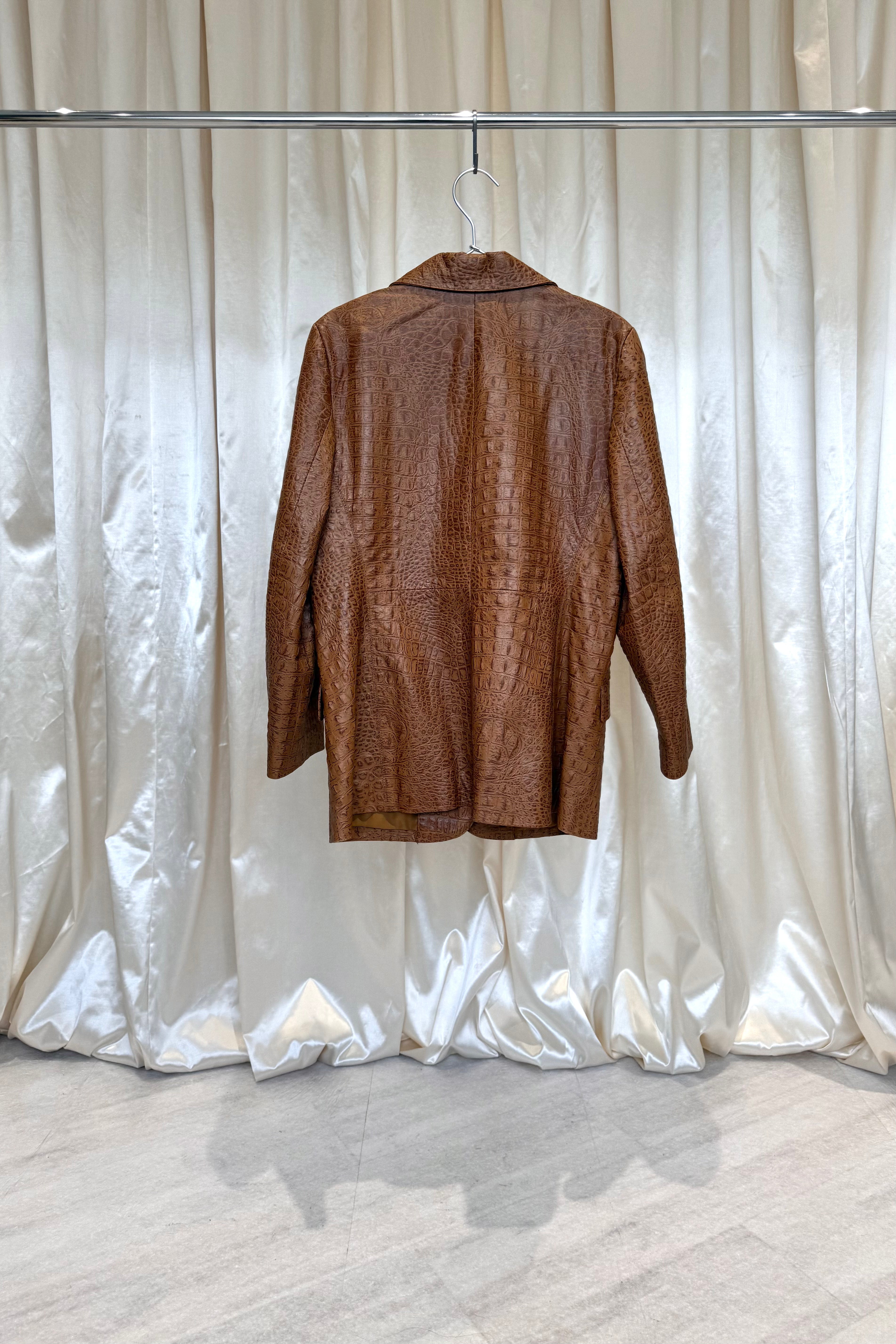 Brown Embossed Leather Blazer