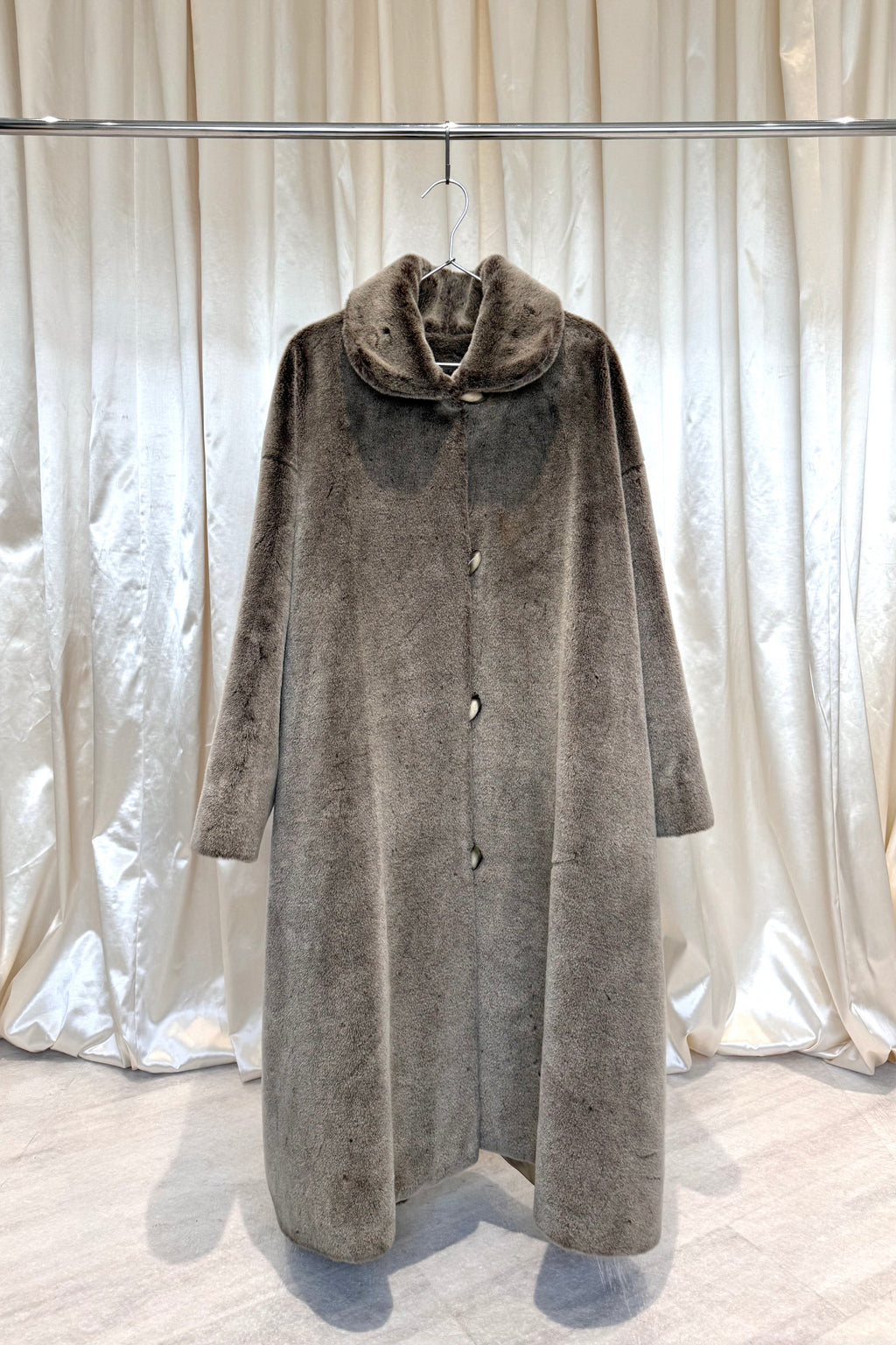Taupe Grey Faux Fur Coat