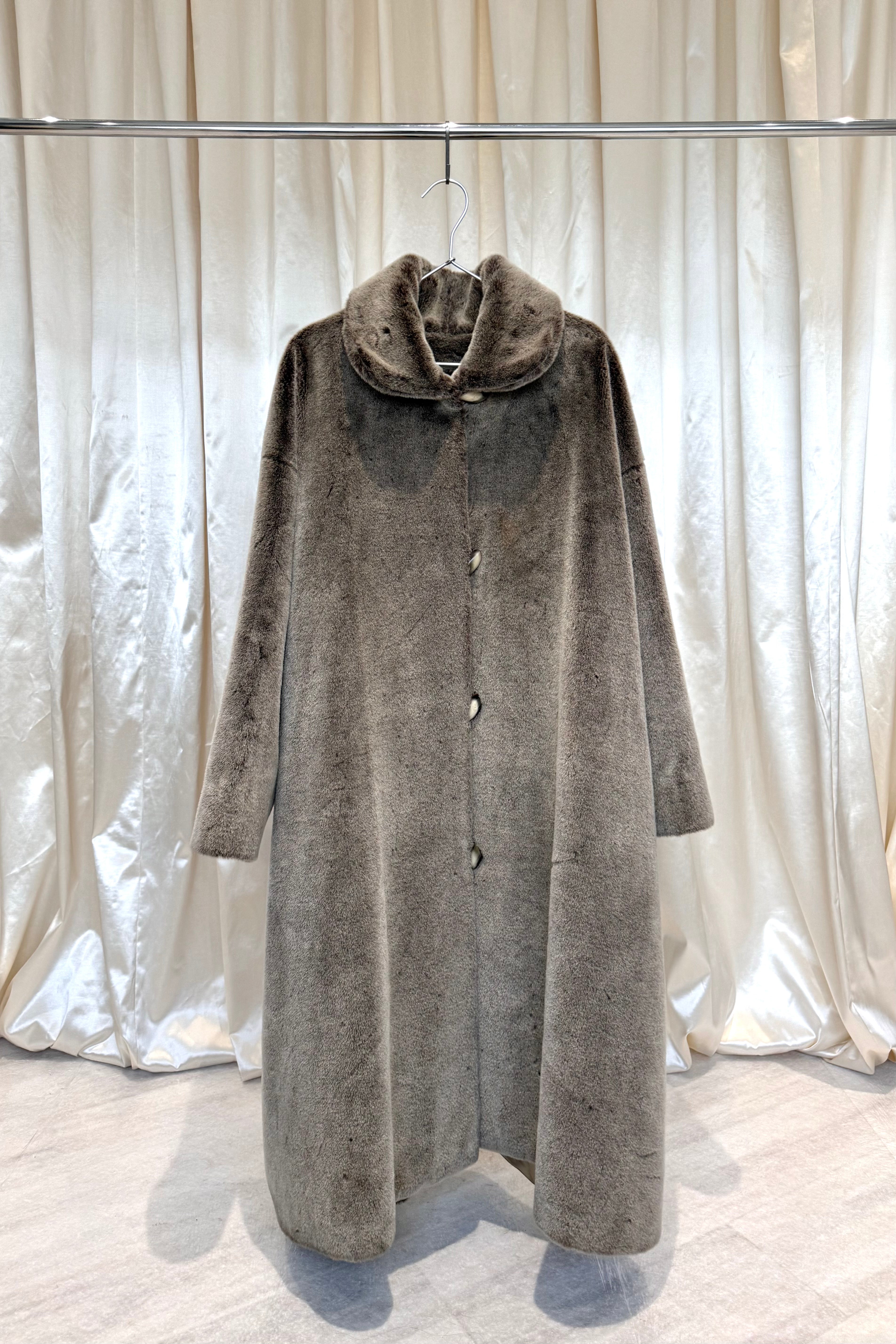 Taupe Grey Faux Fur Coat