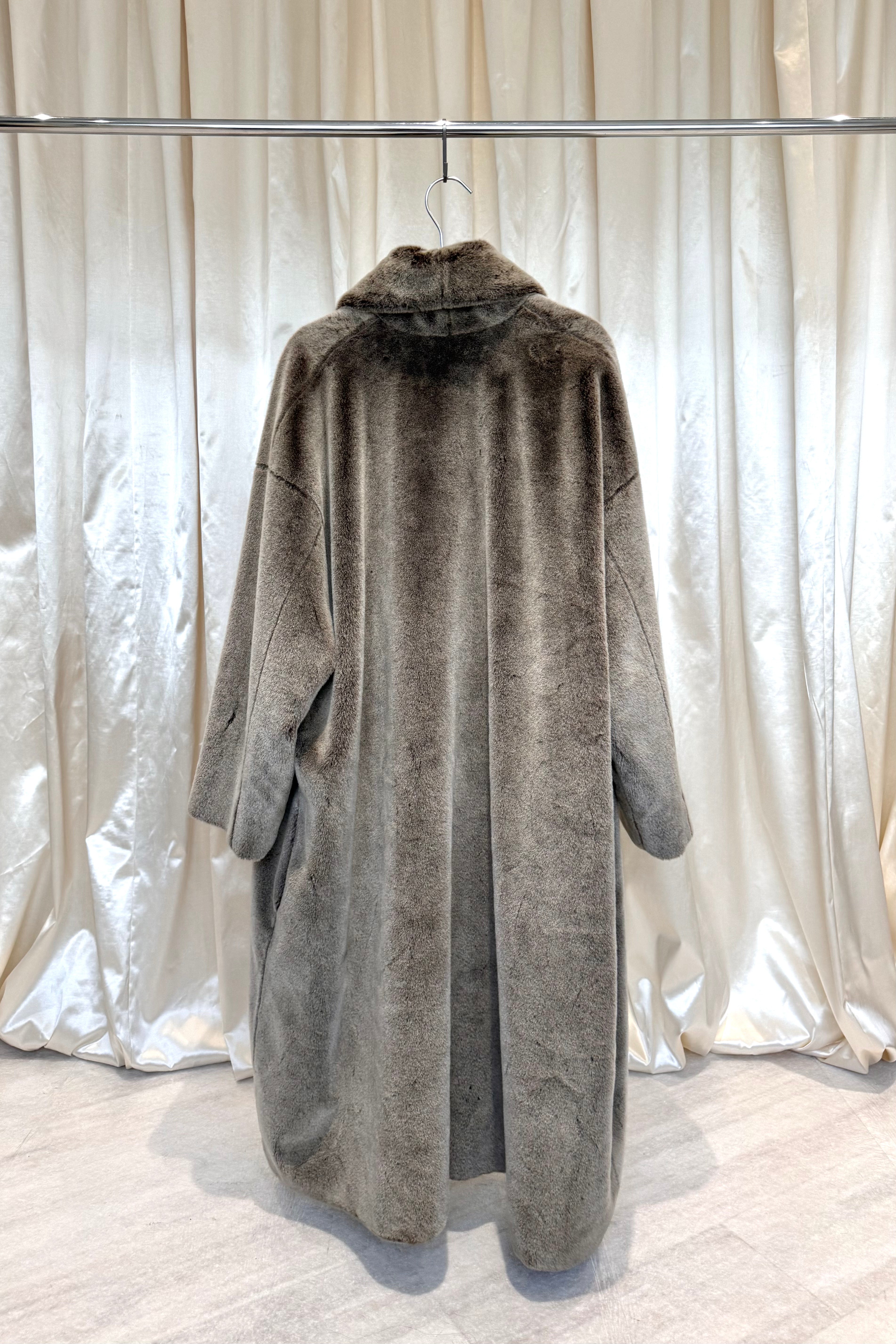 Taupe Grey Faux Fur Coat