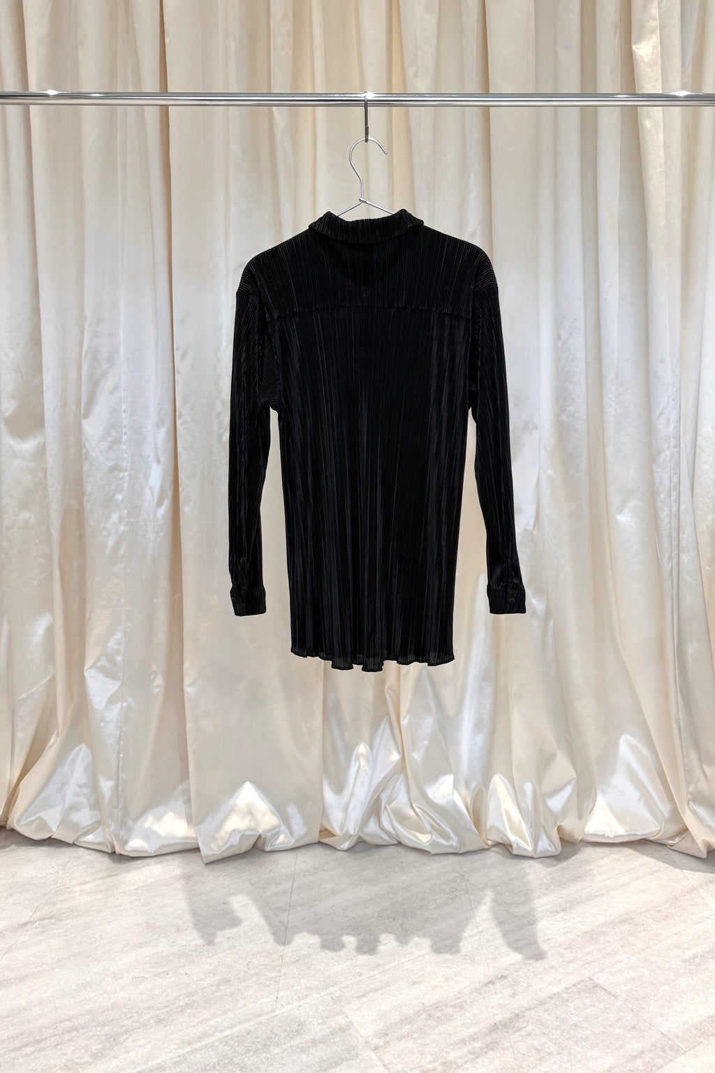 Black Ribbed Long-Sleeve Romper