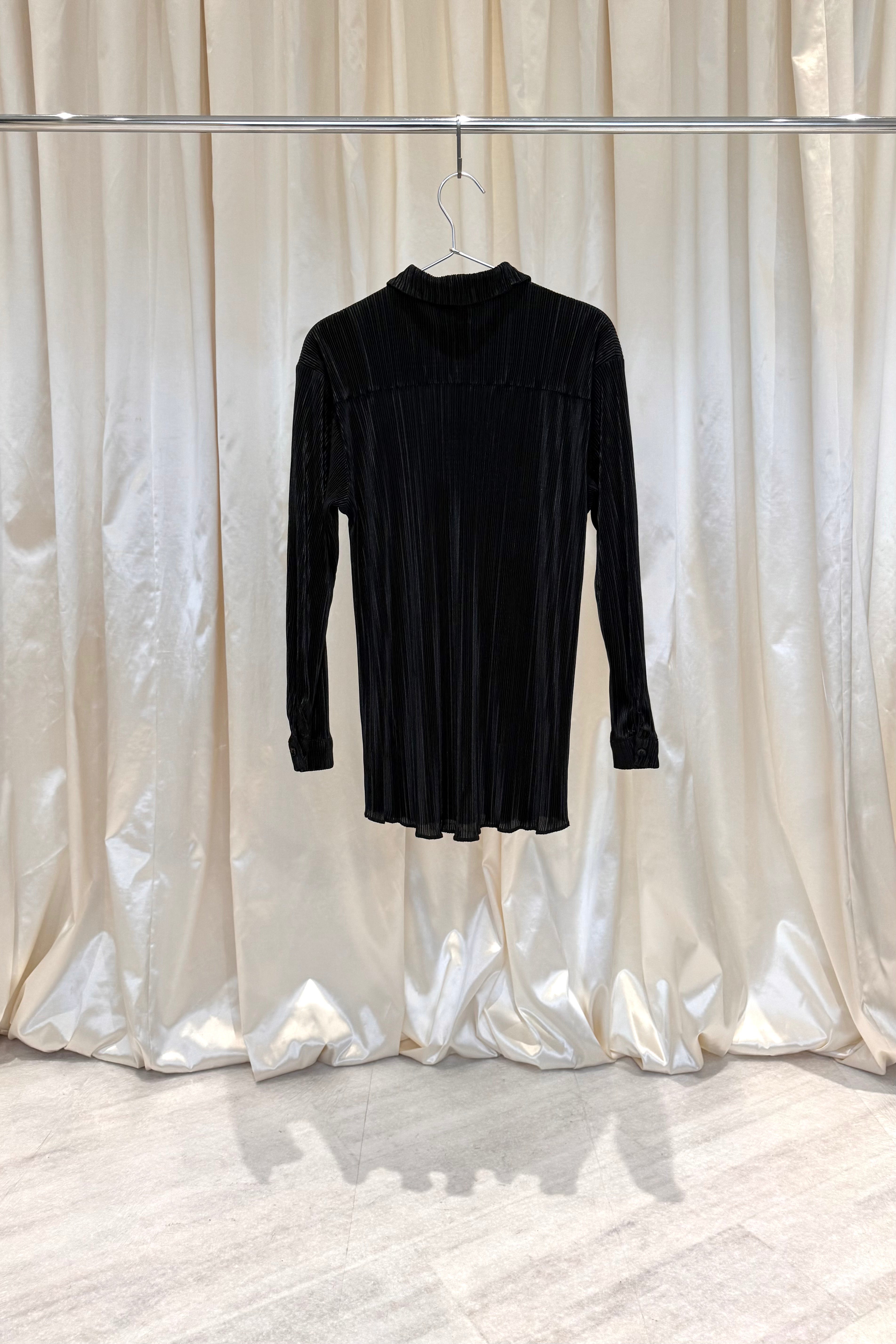 Black Ribbed Long-Sleeve Romper