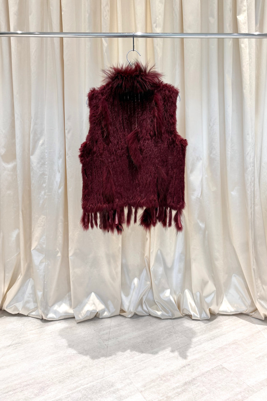Burgundy Fur Cardigan
