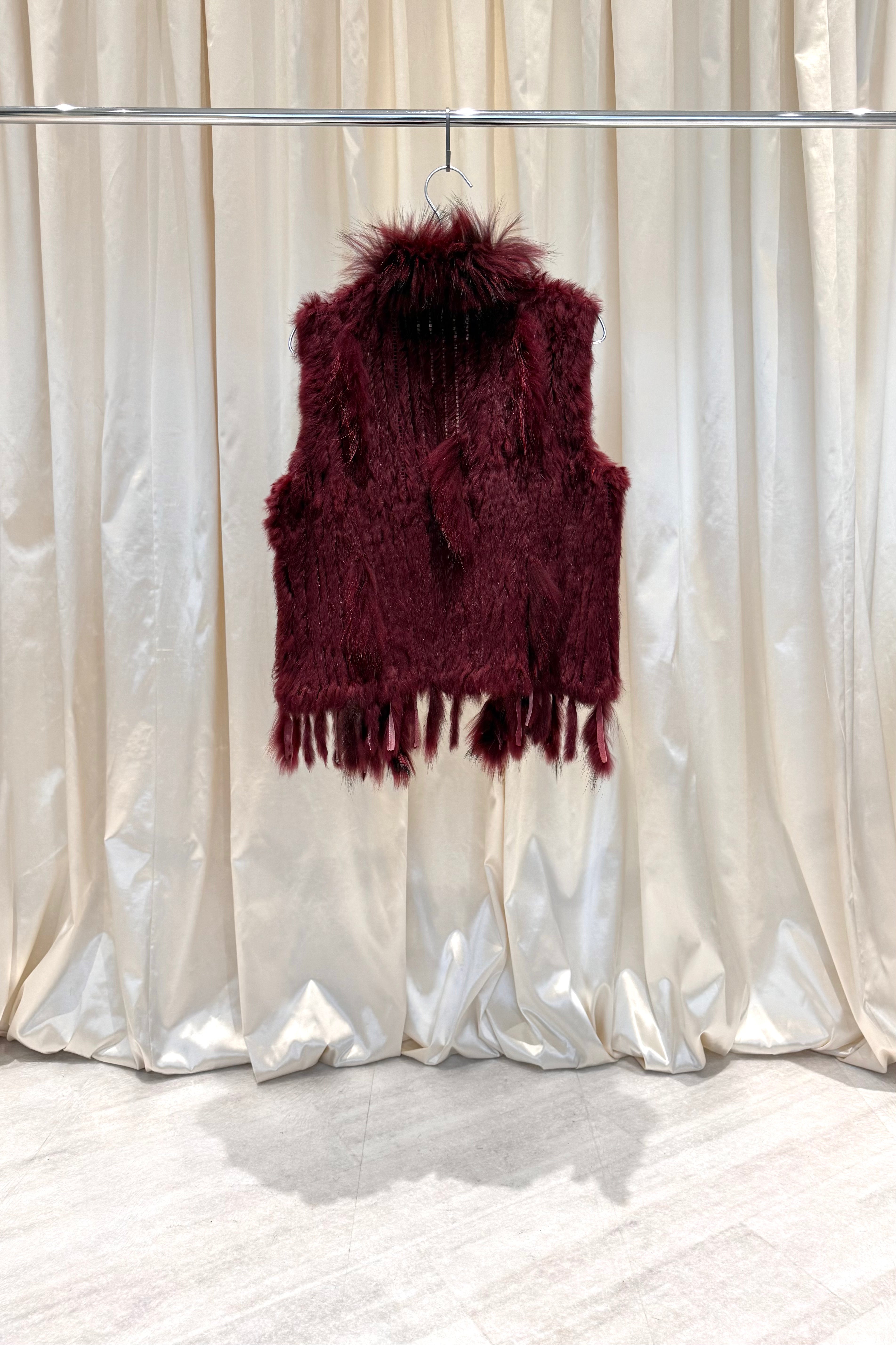 Burgundy Fur Cardigan